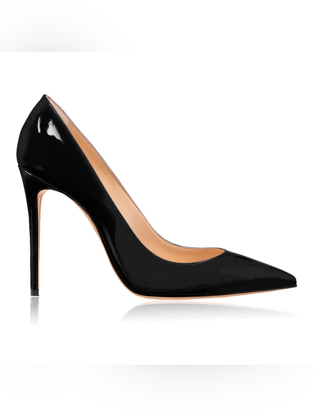 Women's Black Patent Pointed-Toe Stiletto Pump